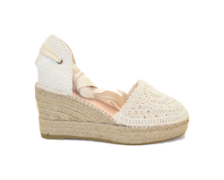 YUNE33 ESPADRILLES SANDALO CON ZEPPA CON DETTAGLI IN UNCINETTO RUSTICO CRUDO